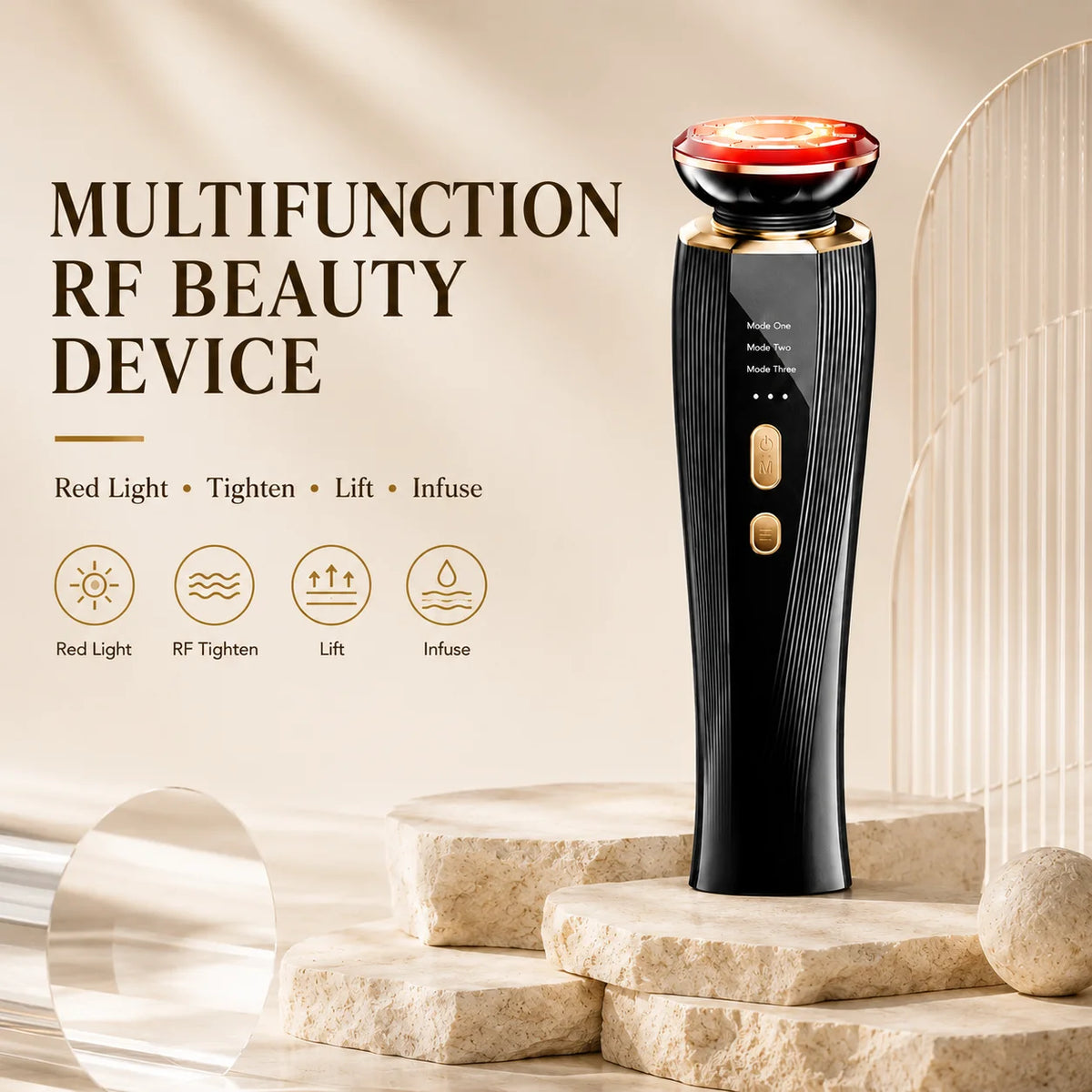 3 Mode LED Red Light Therapy Facial Massager for Face & Neck, Handheld Facial Beauty Wand, Skin Care Beauty Device, Red Light Face Massager, Portable Home Spa Skincare Tool, Facial Care Device for Women Men