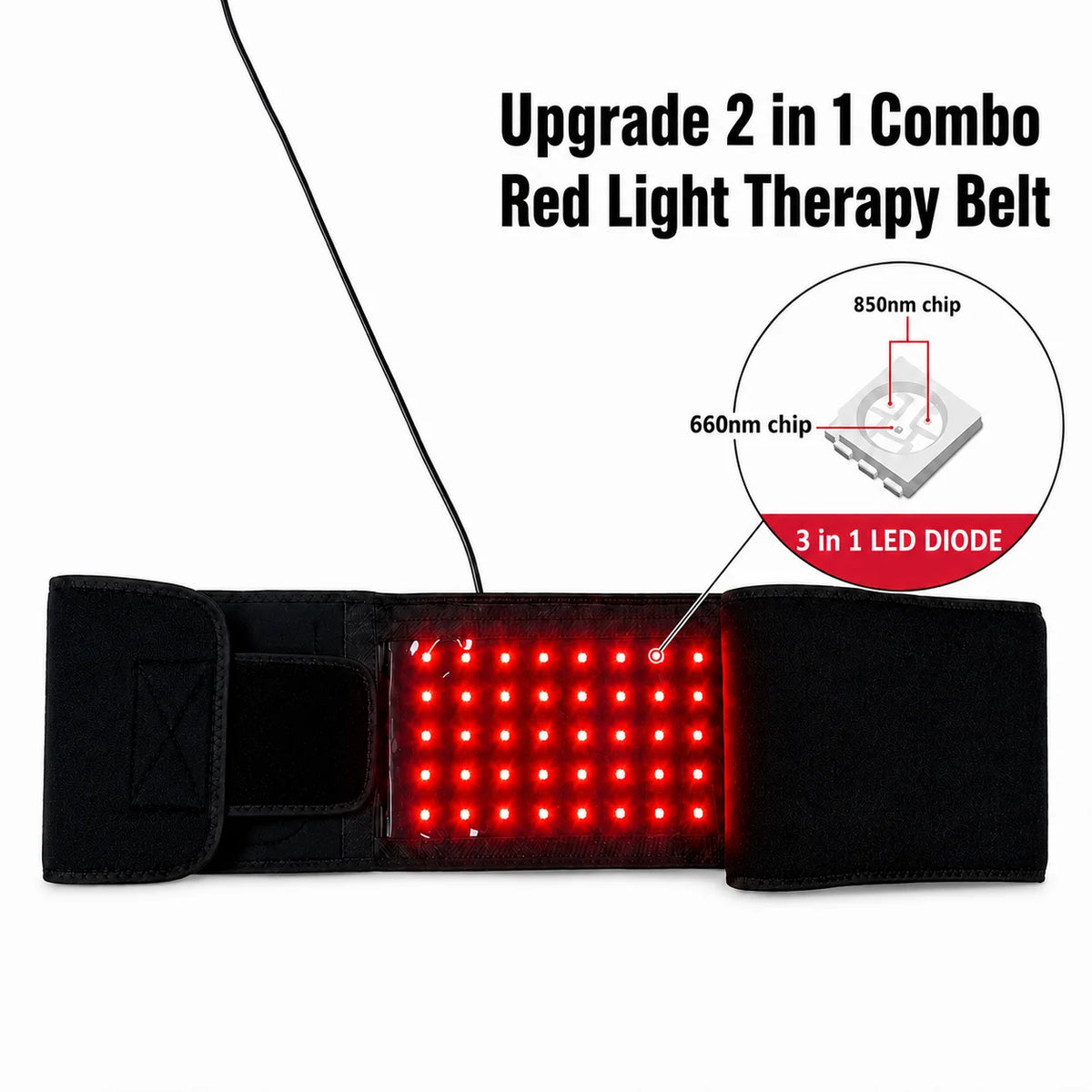 Red Light Therapy Belt 660Nm 850Nm near Infrared Light Therapy for Body, Relaxing Muscle, Inflammation, Improve Circulation