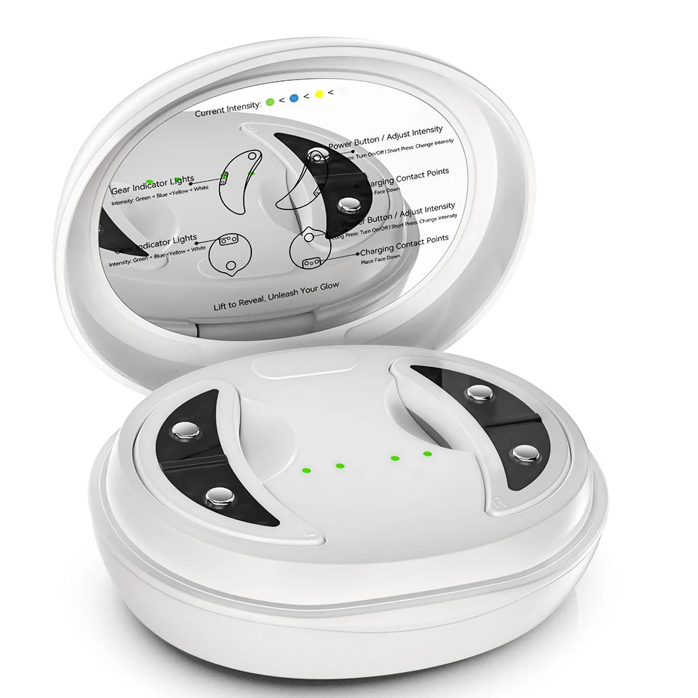 Red Light Under-Eye Patches with Gentle Pulses, 2-Pack Eye Care Device with Charging Case, 660Nm 12 Leds, 3 Levels 10-Min Timer, White
