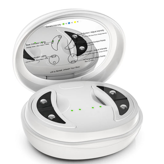 Red Light Under-Eye Patches with Gentle Pulses, 2-Pack Eye Care Device with Charging Case, 660Nm 12 Leds, 3 Levels 10-Min Timer, White