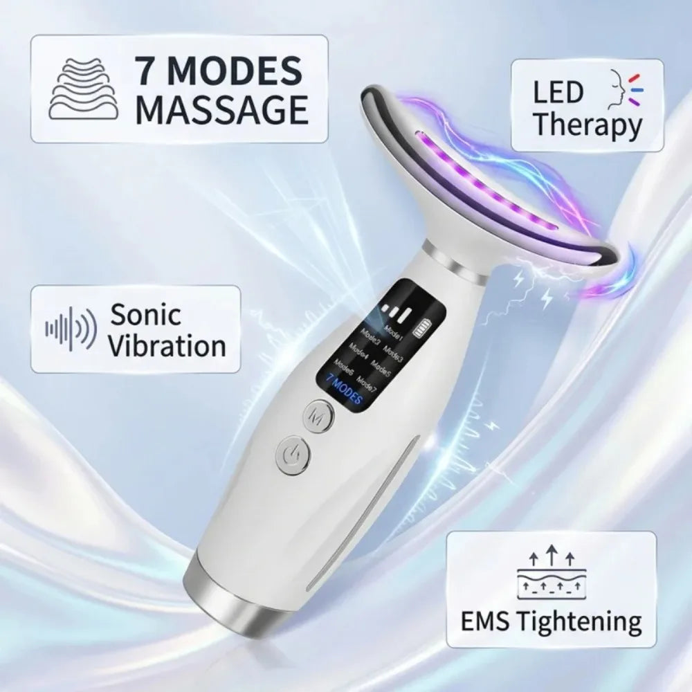 The massager in use along the jawline