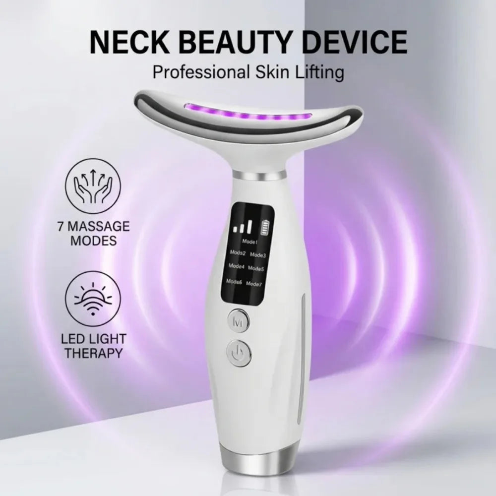 7-colour LED neck and face massager, white handheld device