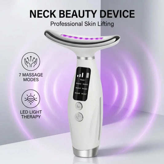 7-colour LED neck and face massager, white handheld device