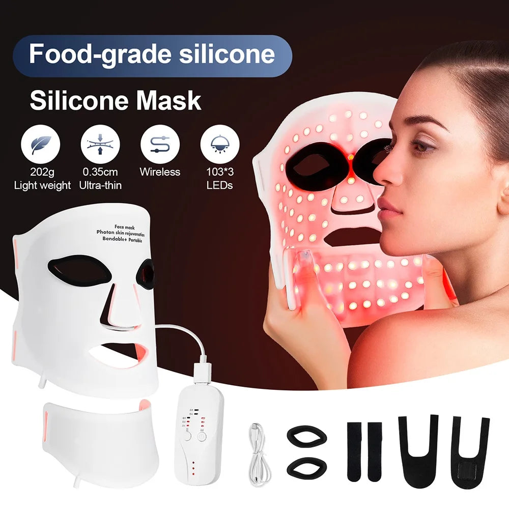 Silicone LED face and neck mask, folded flat