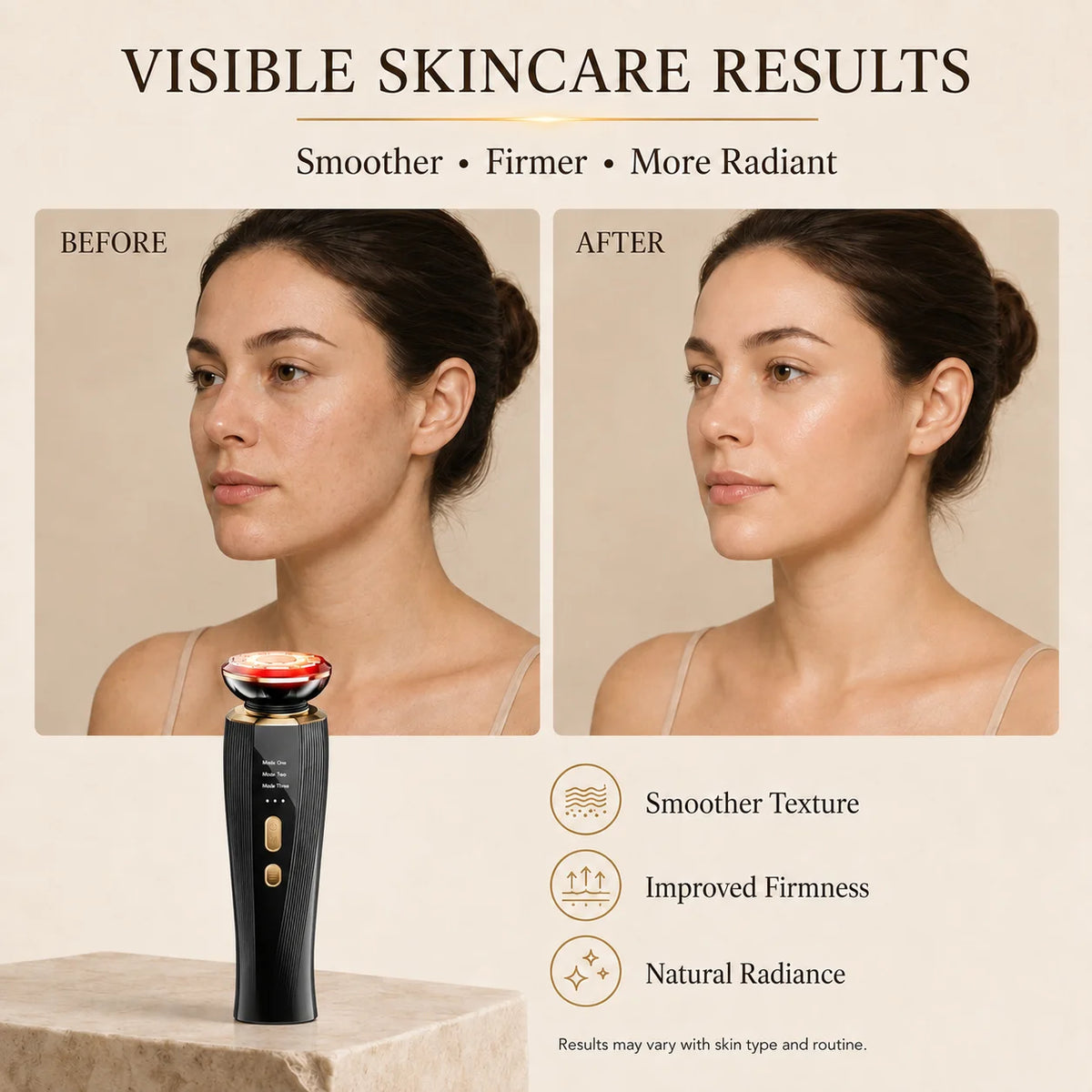 3 Mode LED Red Light Therapy Facial Massager for Face & Neck, Handheld Facial Beauty Wand, Skin Care Beauty Device, Red Light Face Massager, Portable Home Spa Skincare Tool, Facial Care Device for Women Men