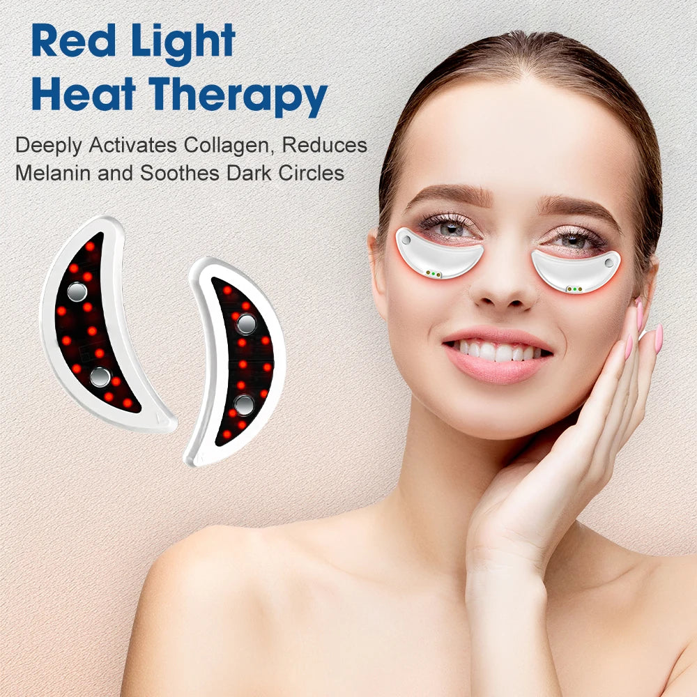 Red Light Under-Eye Patches with Gentle Pulses, 2-Pack Eye Care Device with Charging Case, 660Nm 12 Leds, 3 Levels 10-Min Timer, White